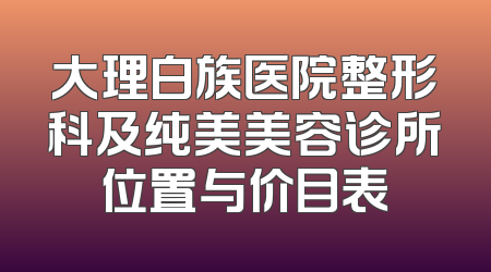 大理白族医院整形科及纯美美容诊所位置与价目表