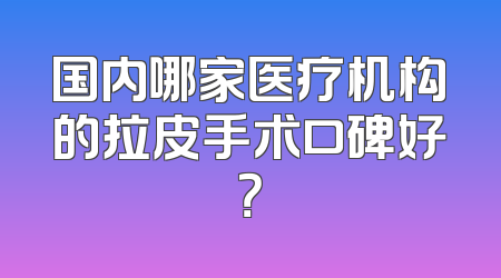 国内哪家医疗机构的拉皮手术口碑好？