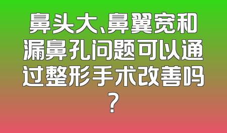 鼻头大、鼻翼宽和漏鼻孔问题可以通过整形手术改善吗？
