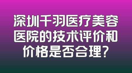 深圳千羽医疗美容医院的技术评价和价格是否合理？