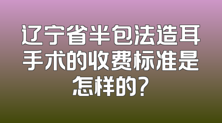 辽宁省半包法造耳手术的收费标准是怎样的？