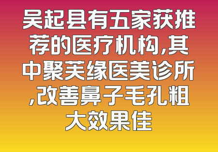 吴起县有五家获推荐的医疗机构，其中聚芙缘医美诊所，改善鼻子毛孔粗大效果佳