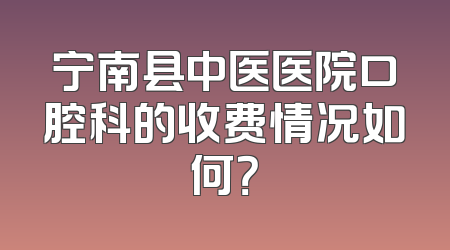 宁南县中医医院口腔科的收费情况如何？
