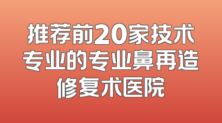 推荐前20家技术专业的专业鼻再造修复术医院