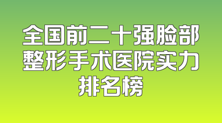 全国前二十强脸部整形手术医院实力排名榜