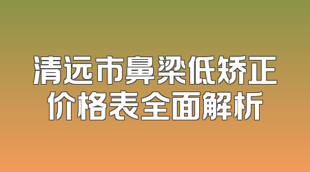 清远市鼻梁低矫正价格表全面解析