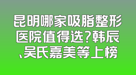昆明哪家吸脂整形医院值得选？韩辰、吴氏嘉美等上榜
