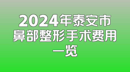 2024年泰安市鼻部整形手术费用一览