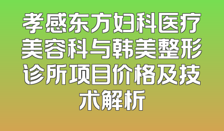 孝感东方妇科医疗美容科与韩美整形诊所项目价格及技术解析