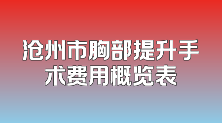沧州市胸部提升手术费用概览表