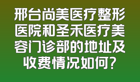 邢台尚美医疗整形医院和圣禾医疗美容门诊部的地址及收费情况如何？