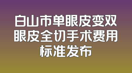 白山市单眼皮变双眼皮全切手术费用标准发布