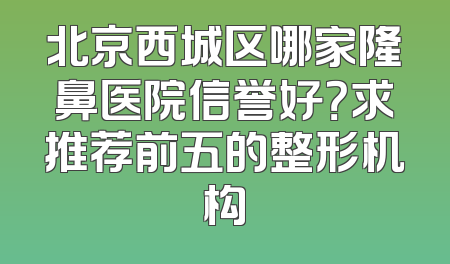 北京西城区哪家隆鼻医院信誉好？求推荐前五的整形机构