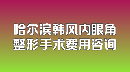 哈尔滨韩风内眼角整形手术费用咨询