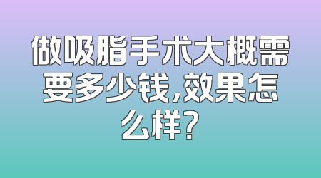做吸脂手术大概需要多少钱，效果怎么样？