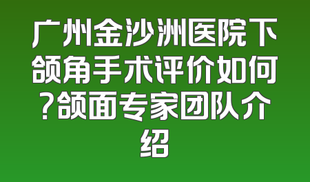 广州金沙洲医院下颌角手术评价如何？颌面专家团队介绍