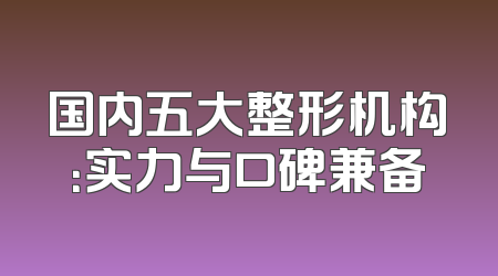 国内五大整形机构：实力与口碑兼备