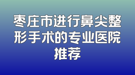 枣庄市进行鼻尖整形手术的专业医院推荐