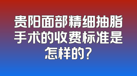 贵阳面部精细抽脂手术的收费标准是怎样的？