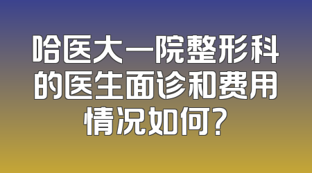 哈医大一院整形科的医生面诊和费用情况如何？