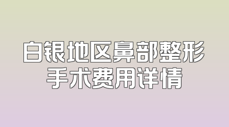 白银地区鼻部整形手术费用详情