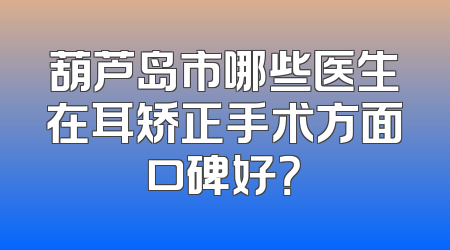 葫芦岛市哪些医生在耳矫正手术方面口碑好？