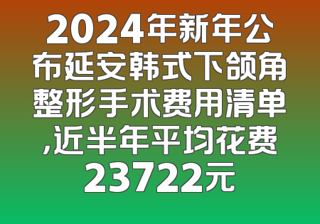 2024年新年公布延安韩式下颌角整形手术费用清单，近半年平均花费23722元