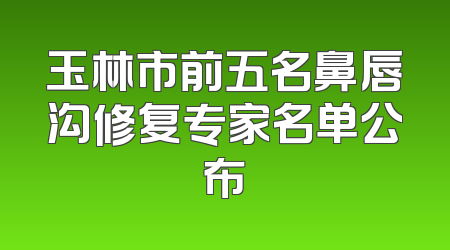 玉林市前五名鼻唇沟修复专家名单公布
