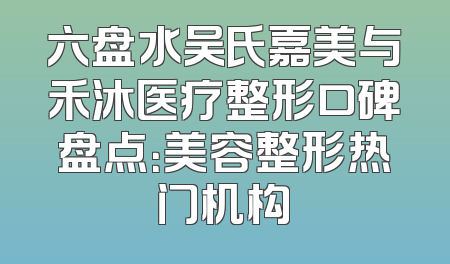 六盘水吴氏嘉美与禾沐医疗整形口碑盘点：美容整形热门机构
