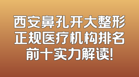 西安鼻孔开大整形正规医疗机构排名前十实力解读！