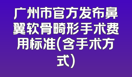 广州市官方发布鼻翼软骨畸形手术费用标准（含手术方式）
