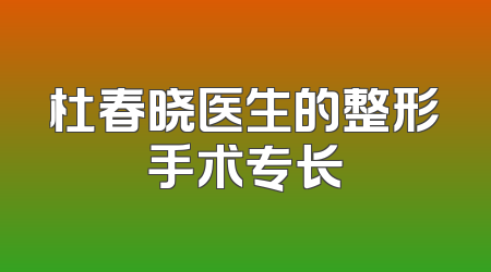 杜春晓医生的整形手术专长