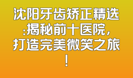沈阳牙齿矫正精选：揭秘前十医院，打造完美微笑之旅！