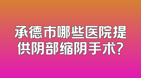 承德市哪些医院提供阴部缩阴手术？