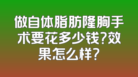 做自体脂肪隆胸手术要花多少钱？效果怎么样？