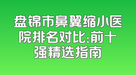 盘锦市鼻翼缩小医院排名对比：前十强精选指南