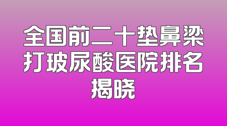全国前二十垫鼻梁打玻尿酸医院排名揭晓
