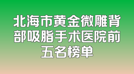北海市黄金微雕背部吸脂手术医院前五名榜单