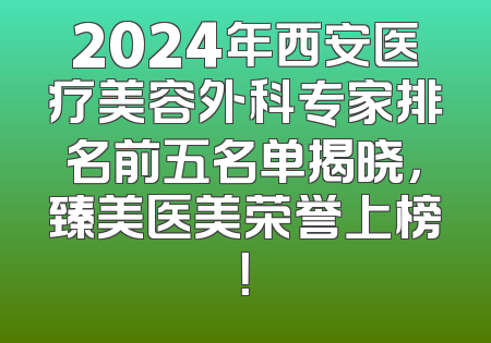 2024年西安医疗美容外科专家排名前五名单揭晓，臻美医美荣誉上榜！
