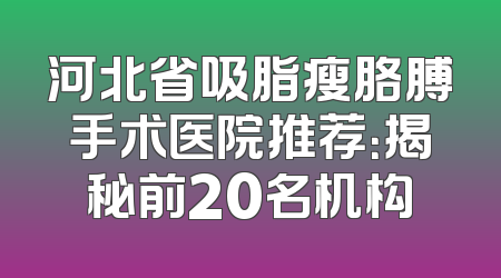 河北省吸脂瘦胳膊手术医院推荐：揭秘前20名机构