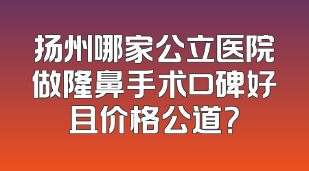 扬州哪家公立医院做隆鼻手术口碑好且价格公道？