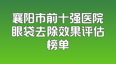 襄阳市前十强医院眼袋去除效果评估榜单