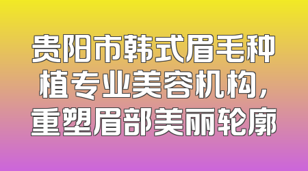 贵阳市韩式眉毛种植专业美容机构，重塑眉部美丽轮廓