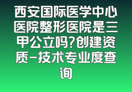 西安国际医学中心医院整形医院是三甲公立吗？创建资质-技术专业度查询