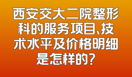 西安交大二院整形科的服务项目、技术水平及价格明细是怎样的？