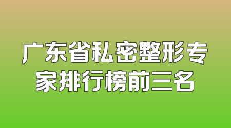 广东省私密整形专家排行榜前三名