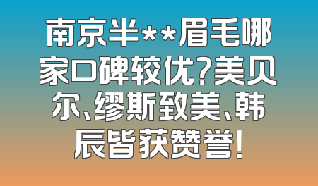 南京半**眉毛哪家口碑较优？美贝尔、缪斯致美、韩辰皆获赞誉！