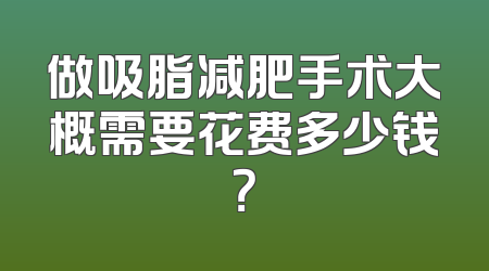做吸脂减肥手术大概需要花费多少钱？