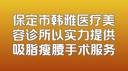 保定市韩雅医疗美容诊所以实力提供吸脂瘦腰手术服务
