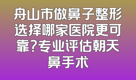 舟山市做鼻子整形选择哪家医院更可靠？专业评估朝天鼻手术